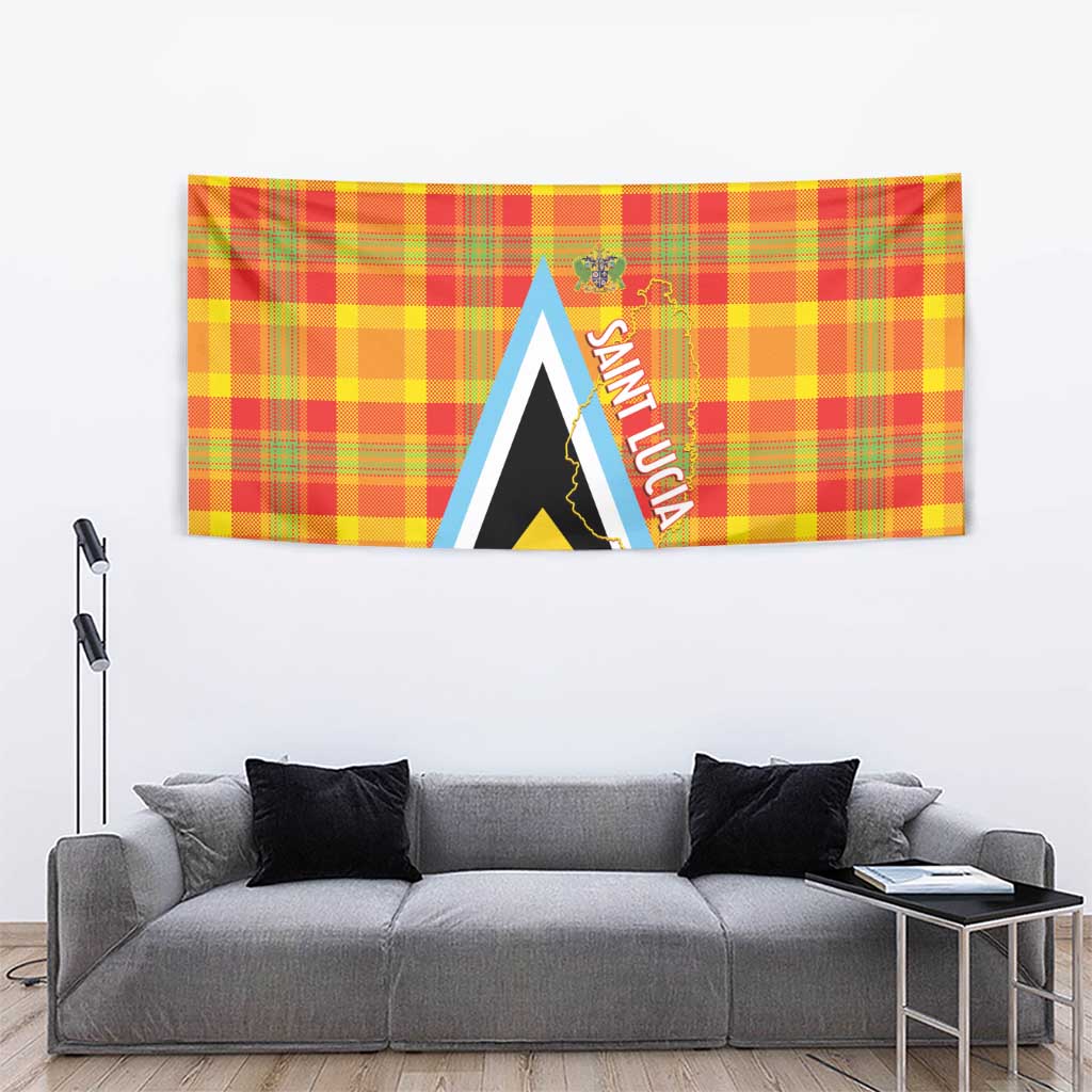 Saint Lucia Creole Day Tapestry Bon Fete Jounen Kweyol Madras Pattern - Wonder Print Shop