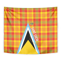 Saint Lucia Creole Day Tapestry Bon Fete Jounen Kweyol Madras Pattern - Wonder Print Shop