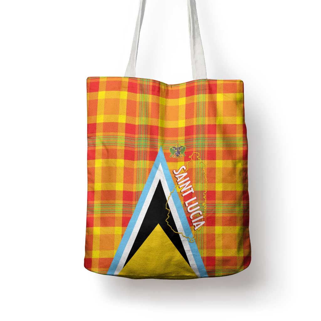 Saint Lucia Creole Day Tote Bag Bon Fete Jounen Kweyol Madras Pattern - Wonder Print Shop