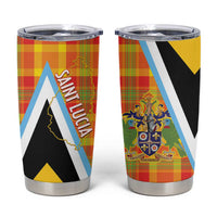 Saint Lucia Creole Day Tumbler Cup Bon Fete Jounen Kweyol Madras Pattern - Wonder Print Shop