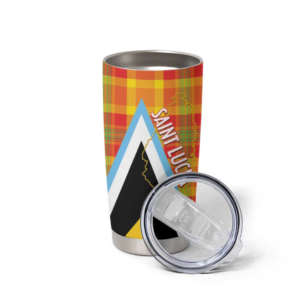 Saint Lucia Creole Day Tumbler Cup Bon Fete Jounen Kweyol Madras Pattern - Wonder Print Shop