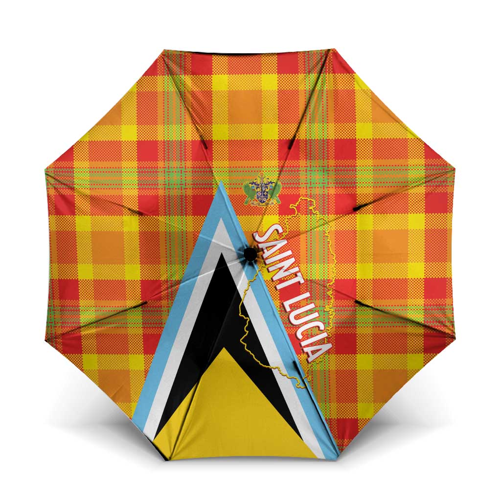 Saint Lucia Creole Day Umbrella Bon Fete Jounen Kweyol Madras Pattern - Wonder Print Shop