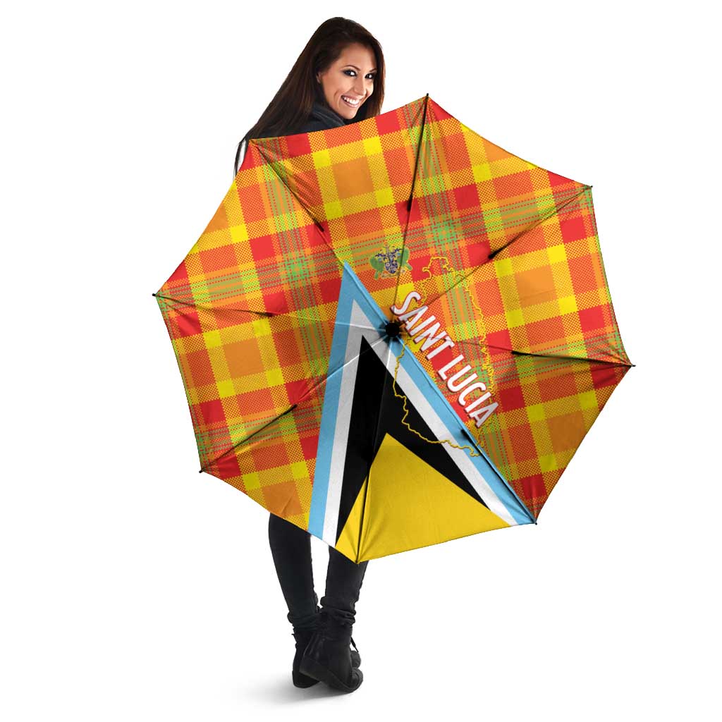 Saint Lucia Creole Day Umbrella Bon Fete Jounen Kweyol Madras Pattern - Wonder Print Shop