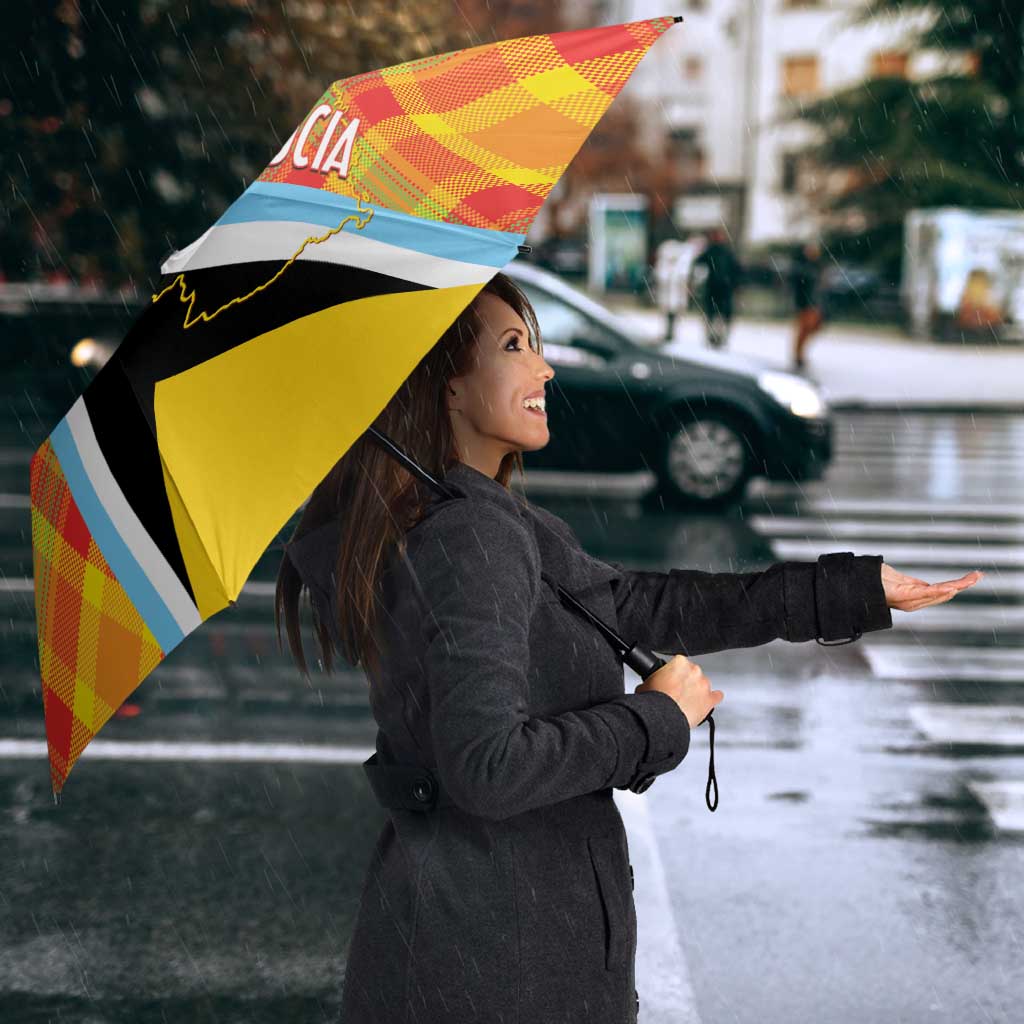 Saint Lucia Creole Day Umbrella Bon Fete Jounen Kweyol Madras Pattern - Wonder Print Shop