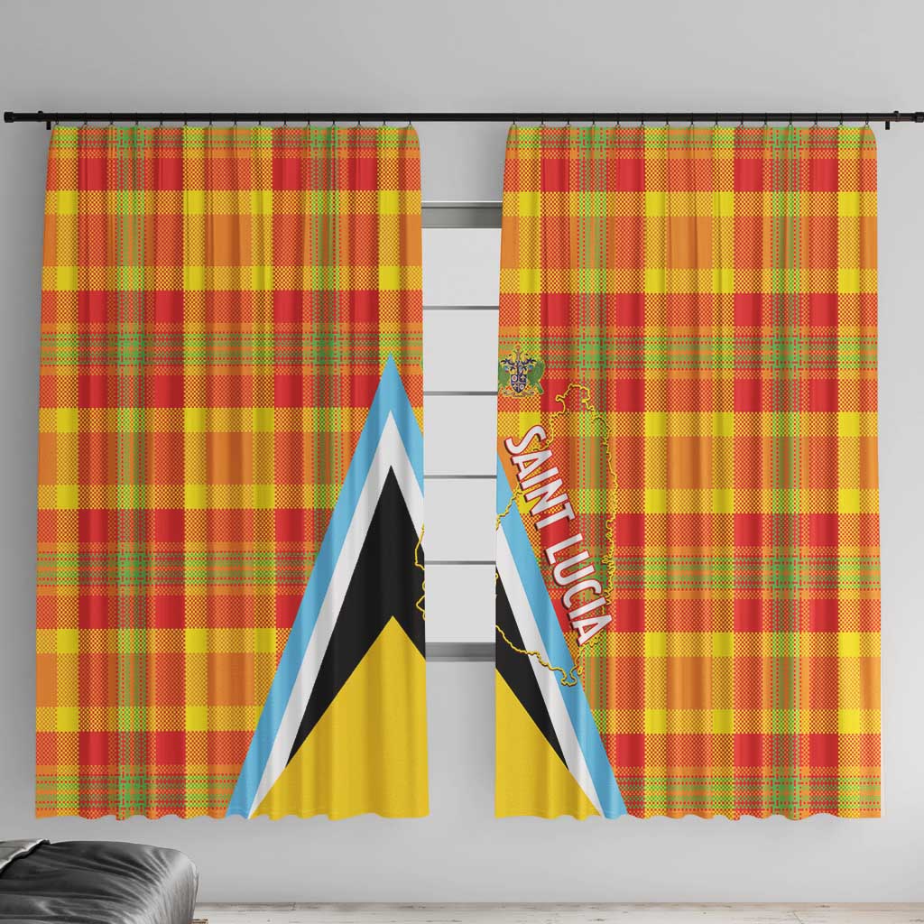 Saint Lucia Creole Day Window Curtain Bon Fete Jounen Kweyol Madras Pattern - Wonder Print Shop