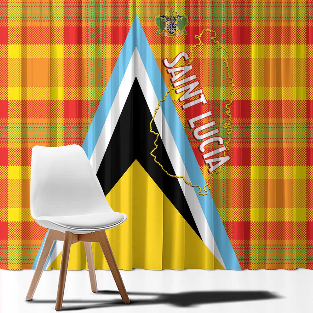 Saint Lucia Creole Day Window Curtain Bon Fete Jounen Kweyol Madras Pattern - Wonder Print Shop