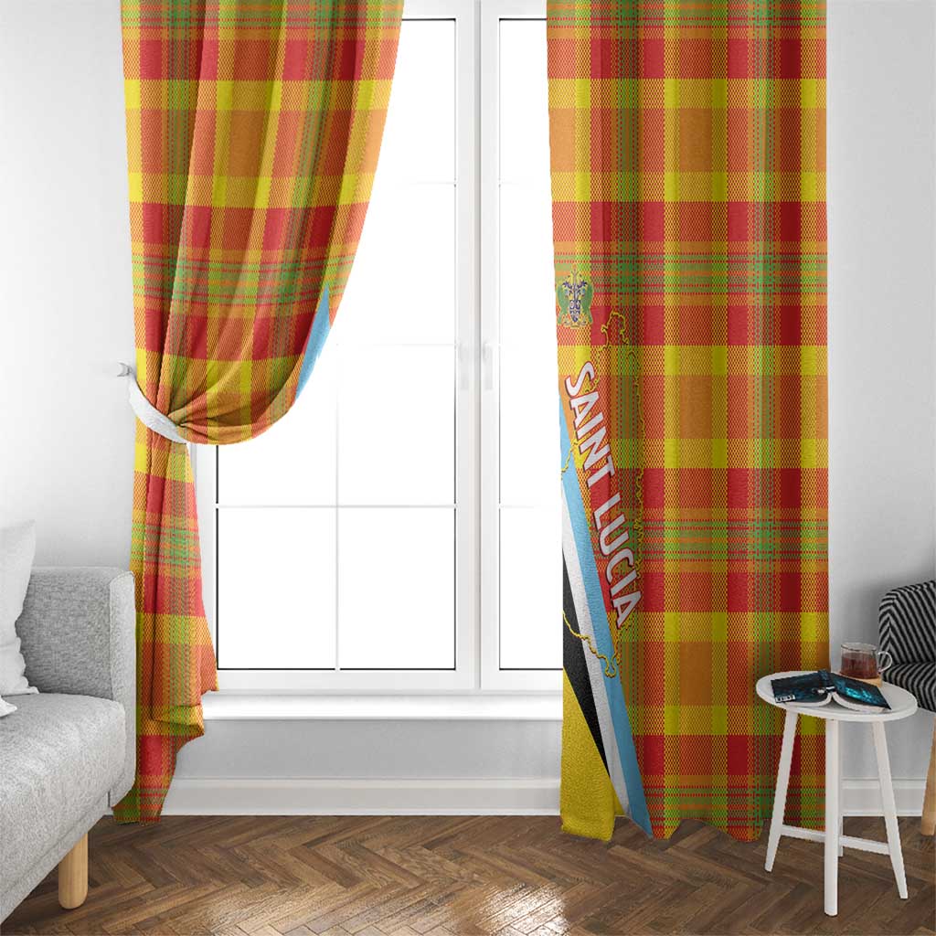 Saint Lucia Creole Day Window Curtain Bon Fete Jounen Kweyol Madras Pattern - Wonder Print Shop