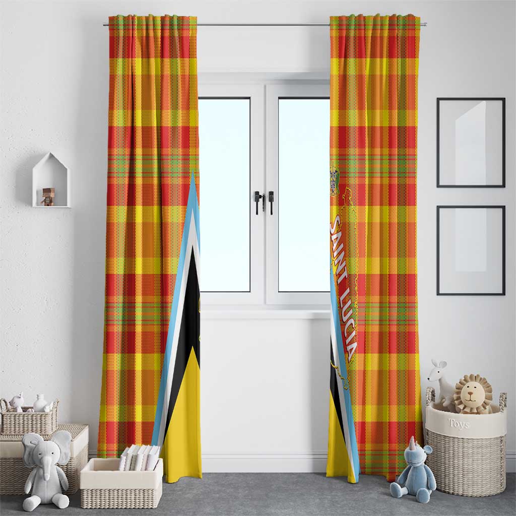 Saint Lucia Creole Day Window Curtain Bon Fete Jounen Kweyol Madras Pattern - Wonder Print Shop