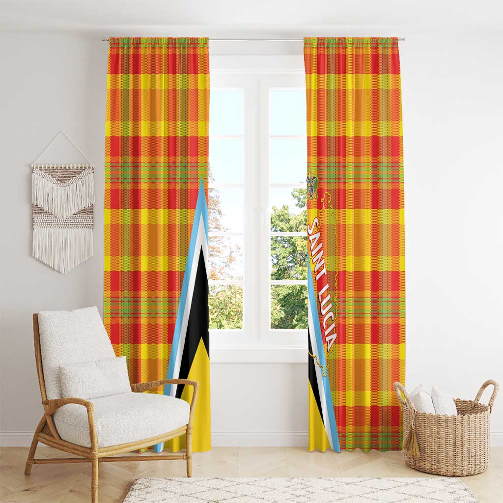 Saint Lucia Creole Day Window Curtain Bon Fete Jounen Kweyol Madras Pattern - Wonder Print Shop