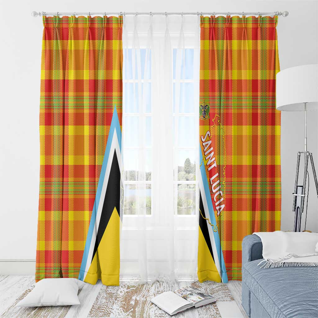 Saint Lucia Creole Day Window Curtain Bon Fete Jounen Kweyol Madras Pattern - Wonder Print Shop