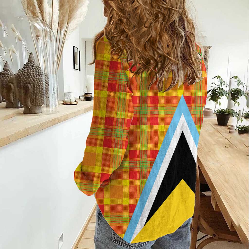 Saint Lucia Creole Day Women Casual Shirt Bon Fete Jounen Kweyol Madras Pattern - Wonder Print Shop