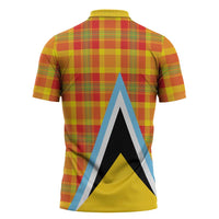 Saint Lucia Creole Day Zipper Polo Shirt Bon Fete Jounen Kweyol Madras Pattern - Wonder Print Shop
