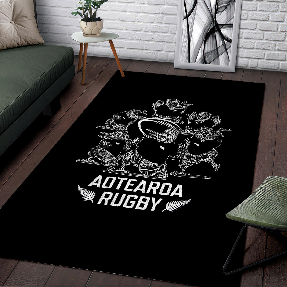 New Zealand Silver Fern Rugby Area Rug Haka Aotearoa Kiwi Dance - Wonder Print Shop