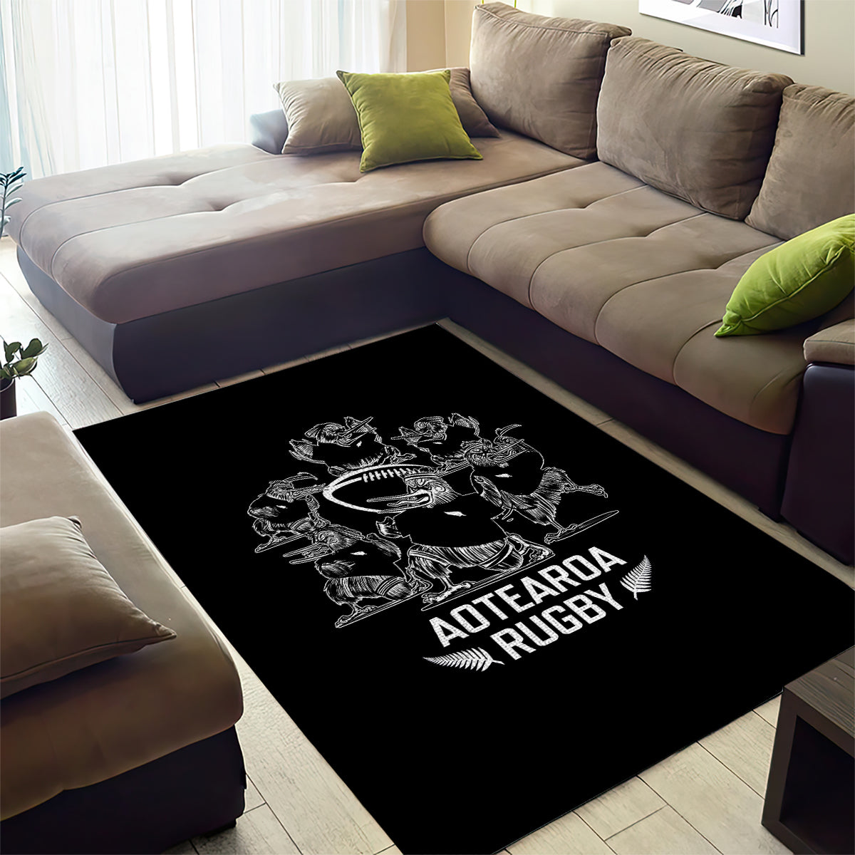 New Zealand Silver Fern Rugby Area Rug Haka Aotearoa Kiwi Dance - Wonder Print Shop