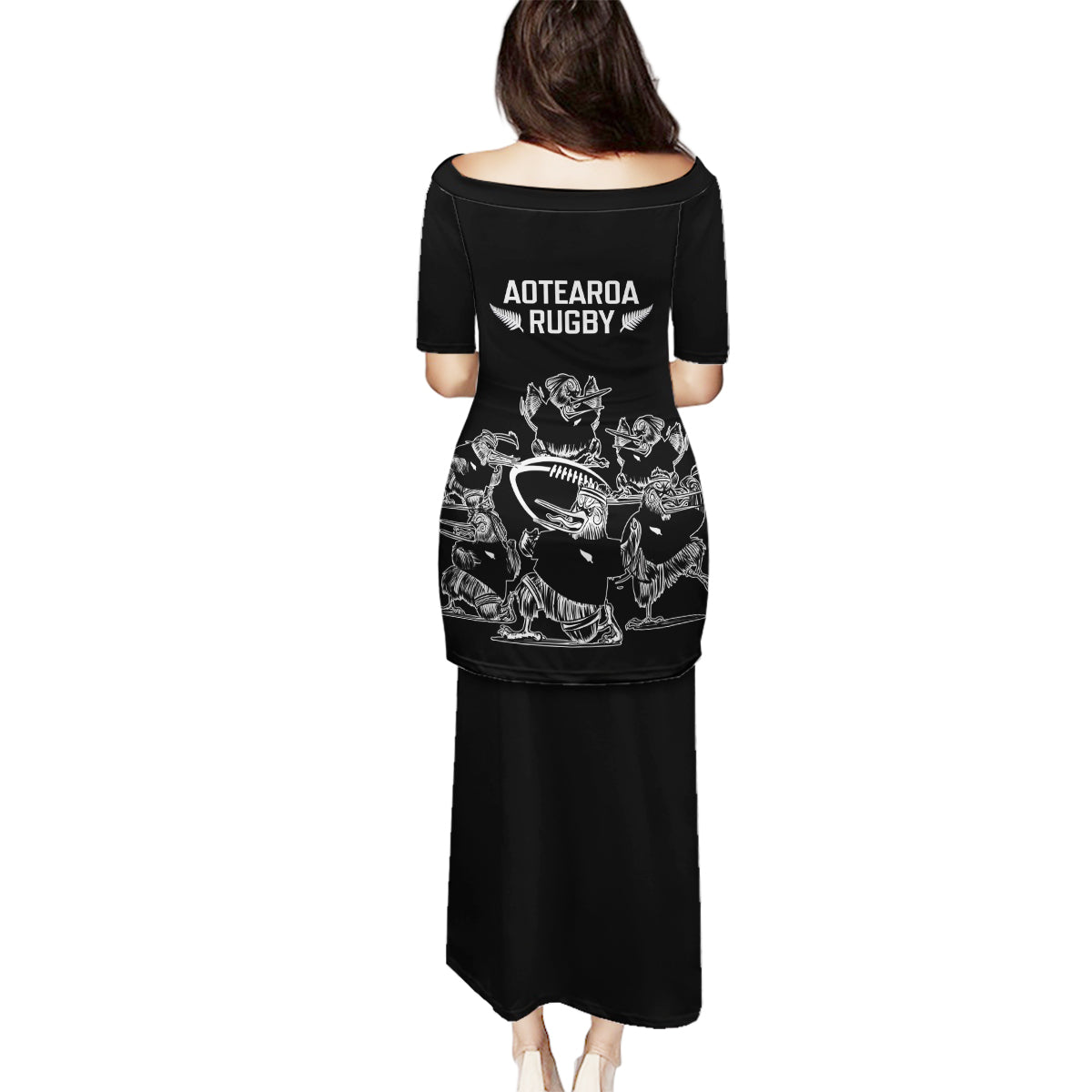 New Zealand Silver Fern Rugby Family Matching Puletasi Dress and Hawaiian Shirt Haka Aotearoa Kiwi Dance - Wonder Print Shop