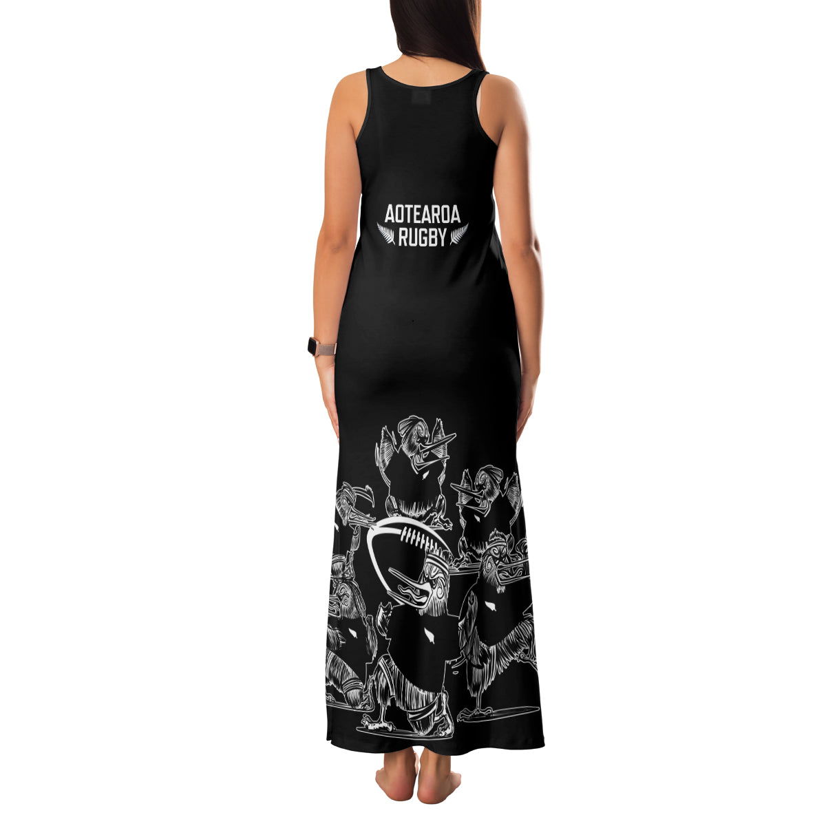 New Zealand Silver Fern Rugby Family Matching Tank Maxi Dress and Hawaiian Shirt Haka Aotearoa Kiwi Dance - Wonder Print Shop