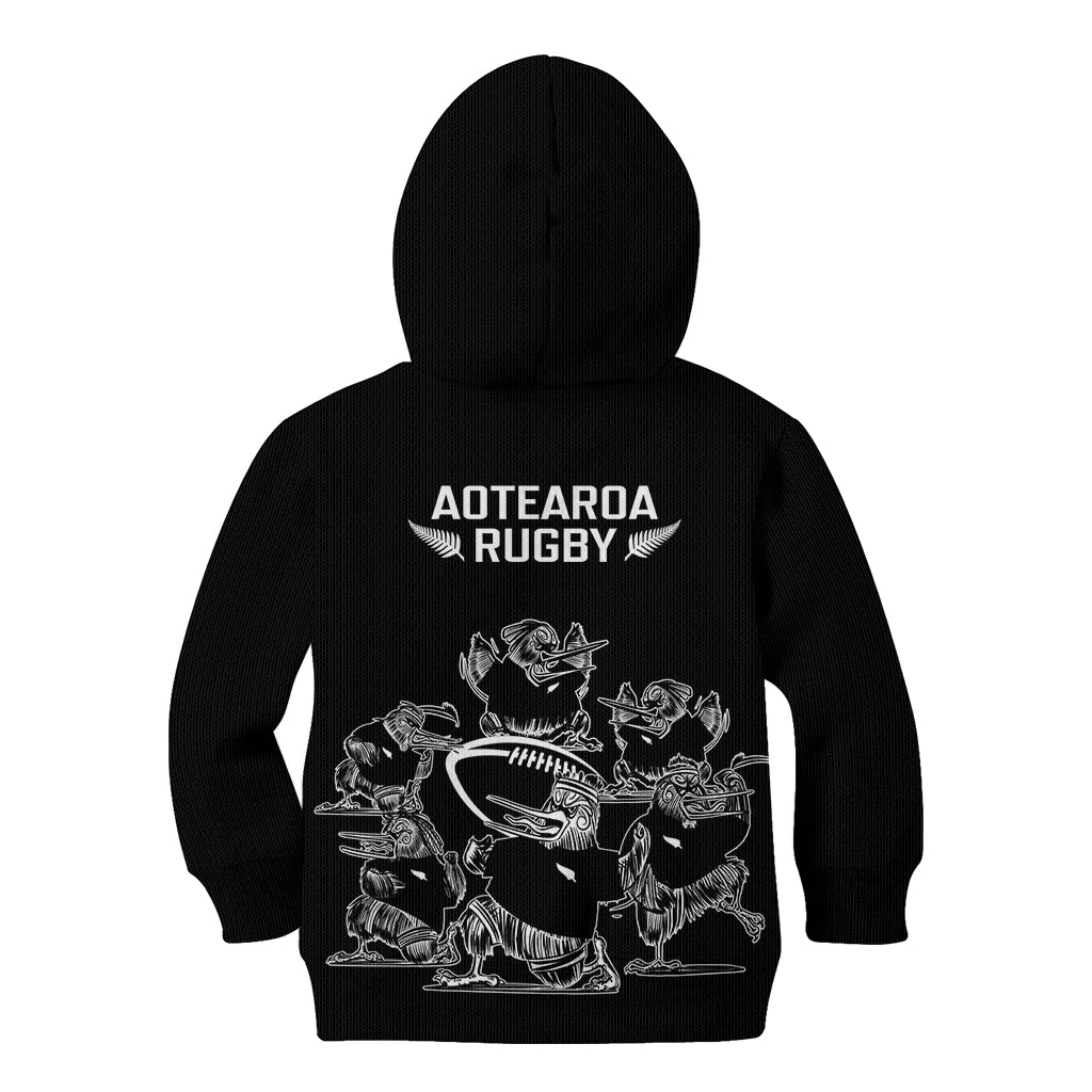 New Zealand Silver Fern Rugby Kid Hoodie Haka Aotearoa Kiwi Dance - Wonder Print Shop