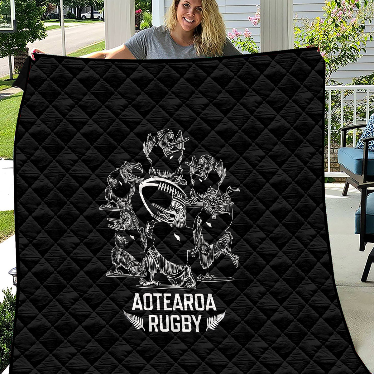 New Zealand Silver Fern Rugby Quilt Haka Aotearoa Kiwi Dance - Wonder Print Shop