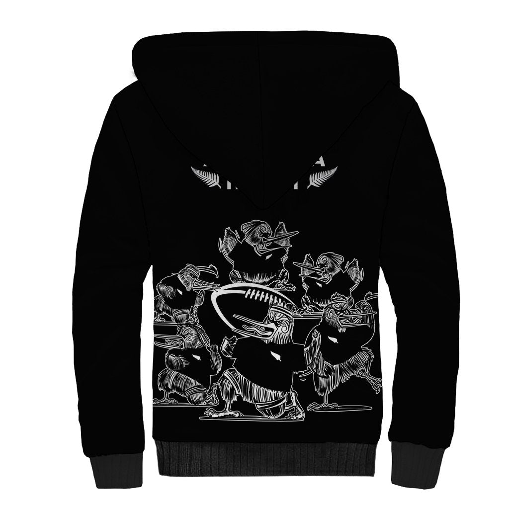New Zealand Silver Fern Rugby Sherpa Hoodie Haka Aotearoa Kiwi Dance - Wonder Print Shop