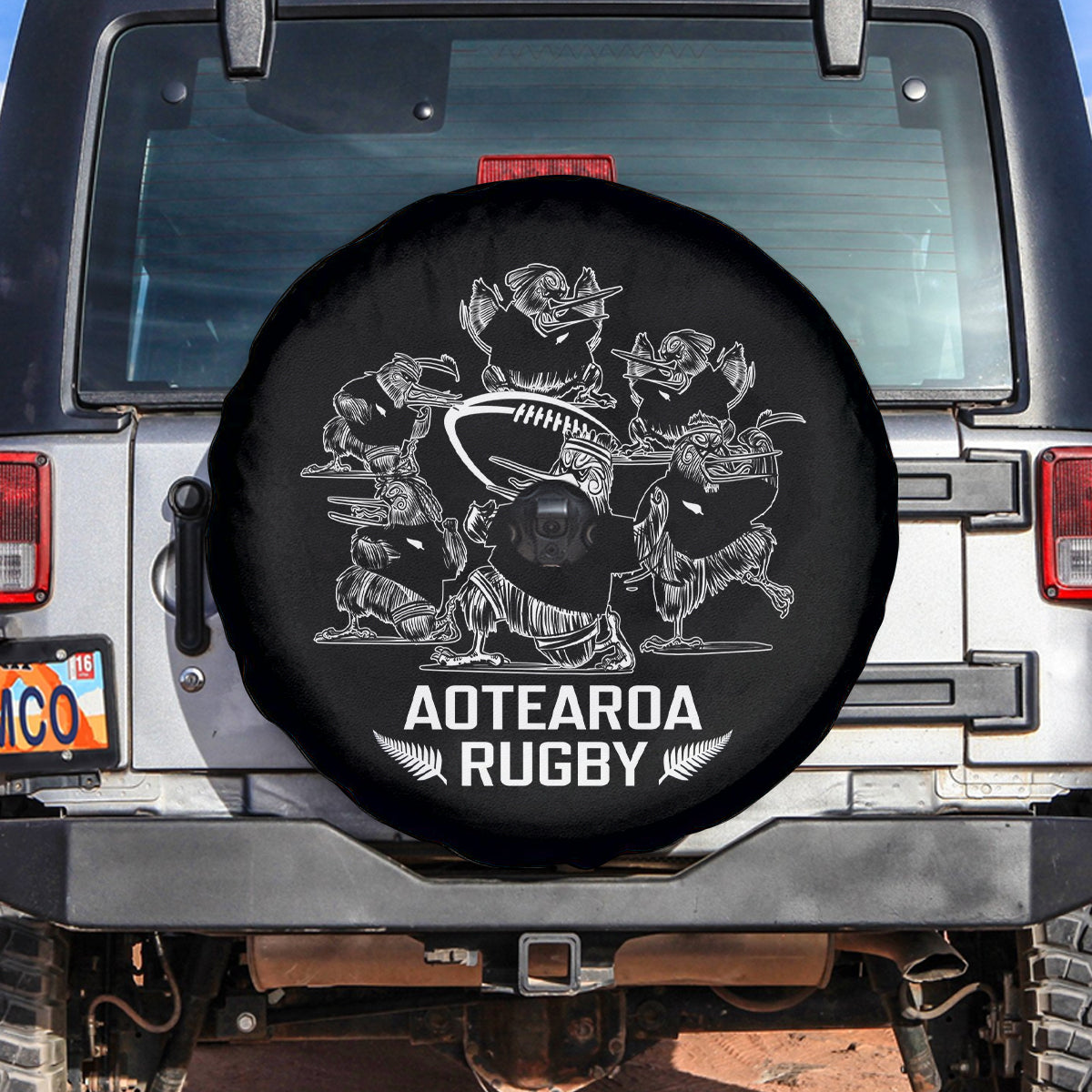 New Zealand Silver Fern Rugby Spare Tire Cover Haka Aotearoa Kiwi Dance - Wonder Print Shop