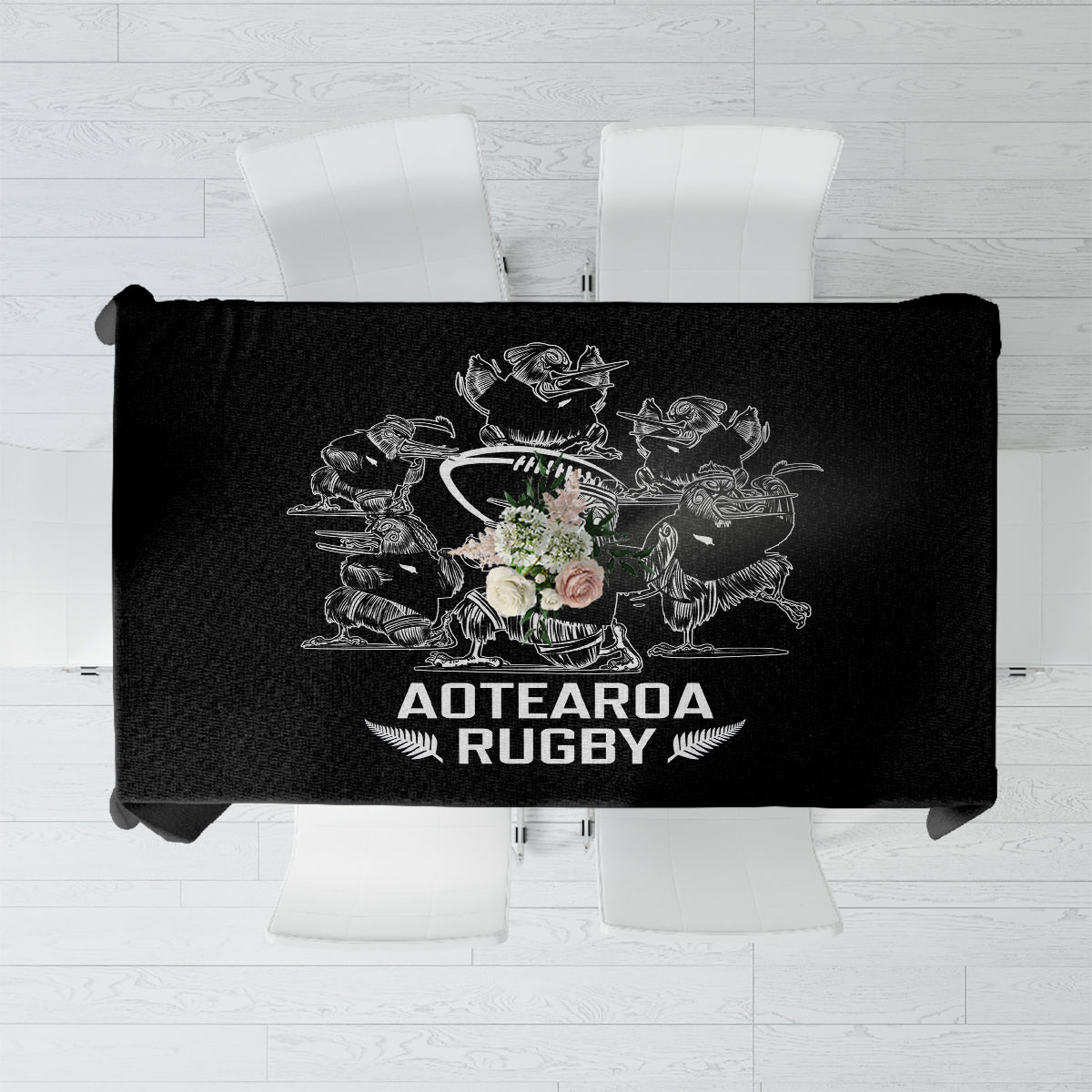 New Zealand Silver Fern Rugby Tablecloth Haka Aotearoa Kiwi Dance - Wonder Print Shop