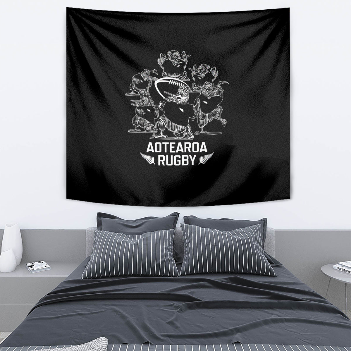 New Zealand Silver Fern Rugby Tapestry Haka Aotearoa Kiwi Dance - Wonder Print Shop
