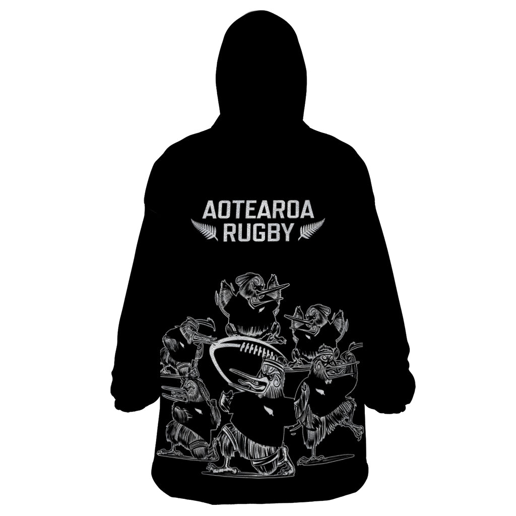New Zealand Silver Fern Rugby Wearable Blanket Hoodie Haka Aotearoa Kiwi Dance - Wonder Print Shop