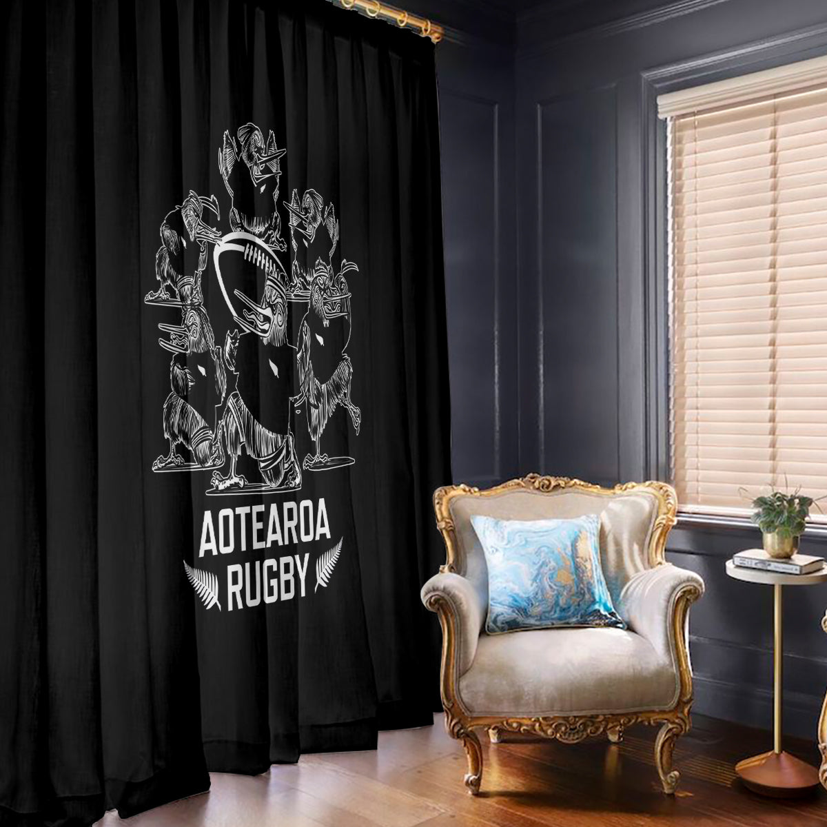 New Zealand Silver Fern Rugby Window Curtain Haka Aotearoa Kiwi Dance - Wonder Print Shop