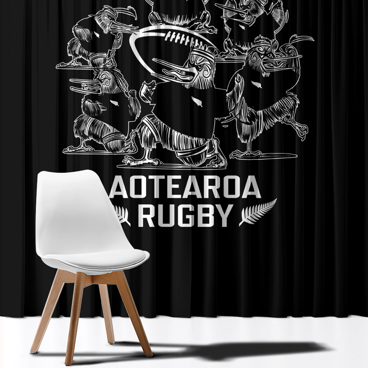 New Zealand Silver Fern Rugby Window Curtain Haka Aotearoa Kiwi Dance - Wonder Print Shop