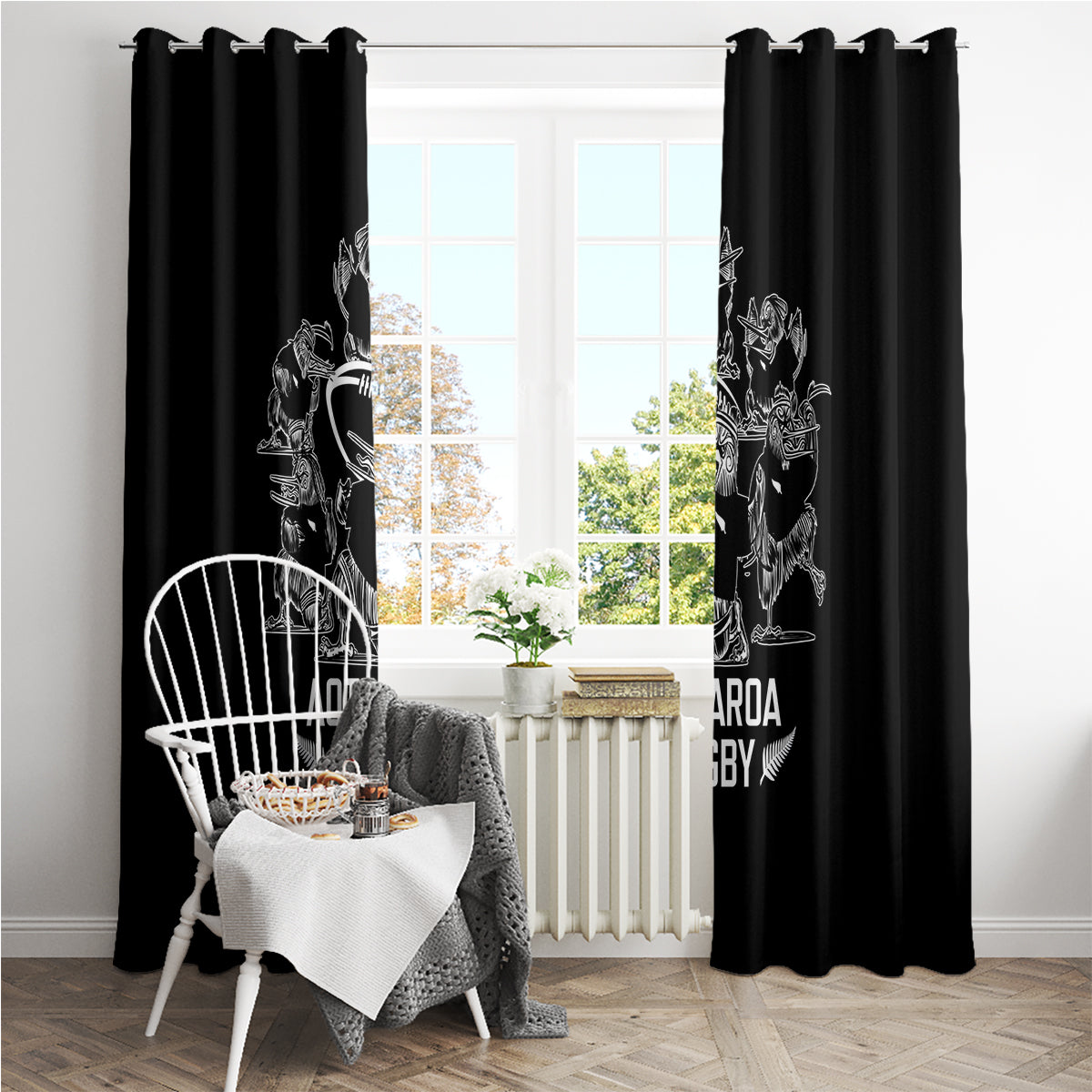 New Zealand Silver Fern Rugby Window Curtain Haka Aotearoa Kiwi Dance - Wonder Print Shop