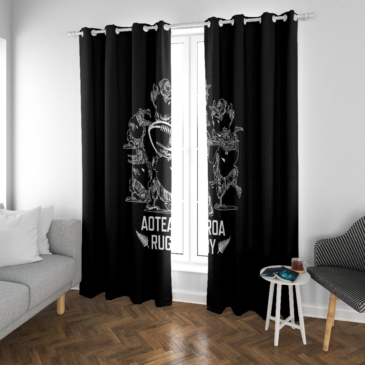 New Zealand Silver Fern Rugby Window Curtain Haka Aotearoa Kiwi Dance - Wonder Print Shop