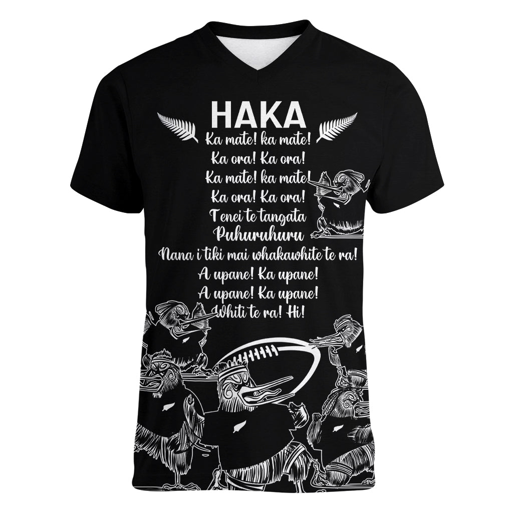 New Zealand Silver Fern Rugby Women V Neck T Shirt Haka Aotearoa Kiwi Dance - Wonder Print Shop