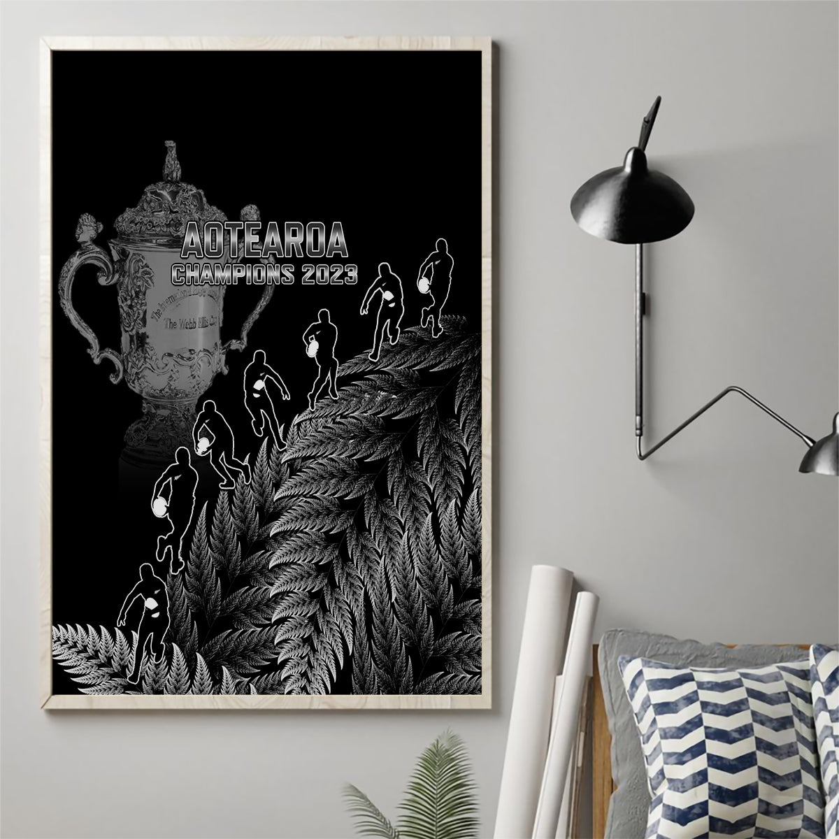 Custom New Zealand Silver Fern Rugby Canvas Wall Art All Black Go Champions 2023 With Trophy Proud - Wonder Print Shop