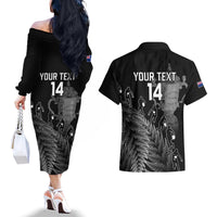 Custom New Zealand Silver Fern Rugby Couples Matching Off The Shoulder Long Sleeve Dress and Hawaiian Shirt All Black Go Champions 2023 With Trophy Proud - Wonder Print Shop