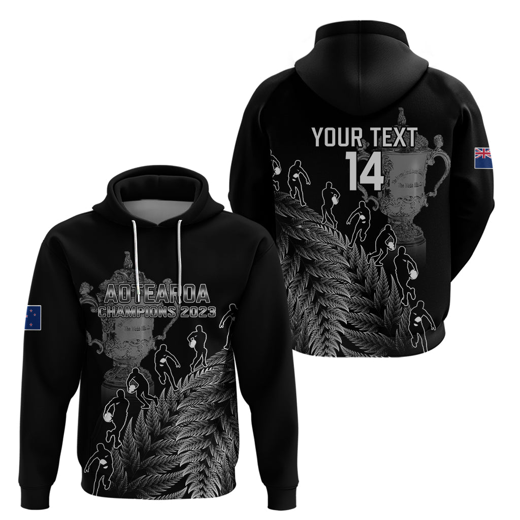 Custom New Zealand Silver Fern Rugby Hoodie All Black Go Champions 2023 With Trophy Proud - Wonder Print Shop