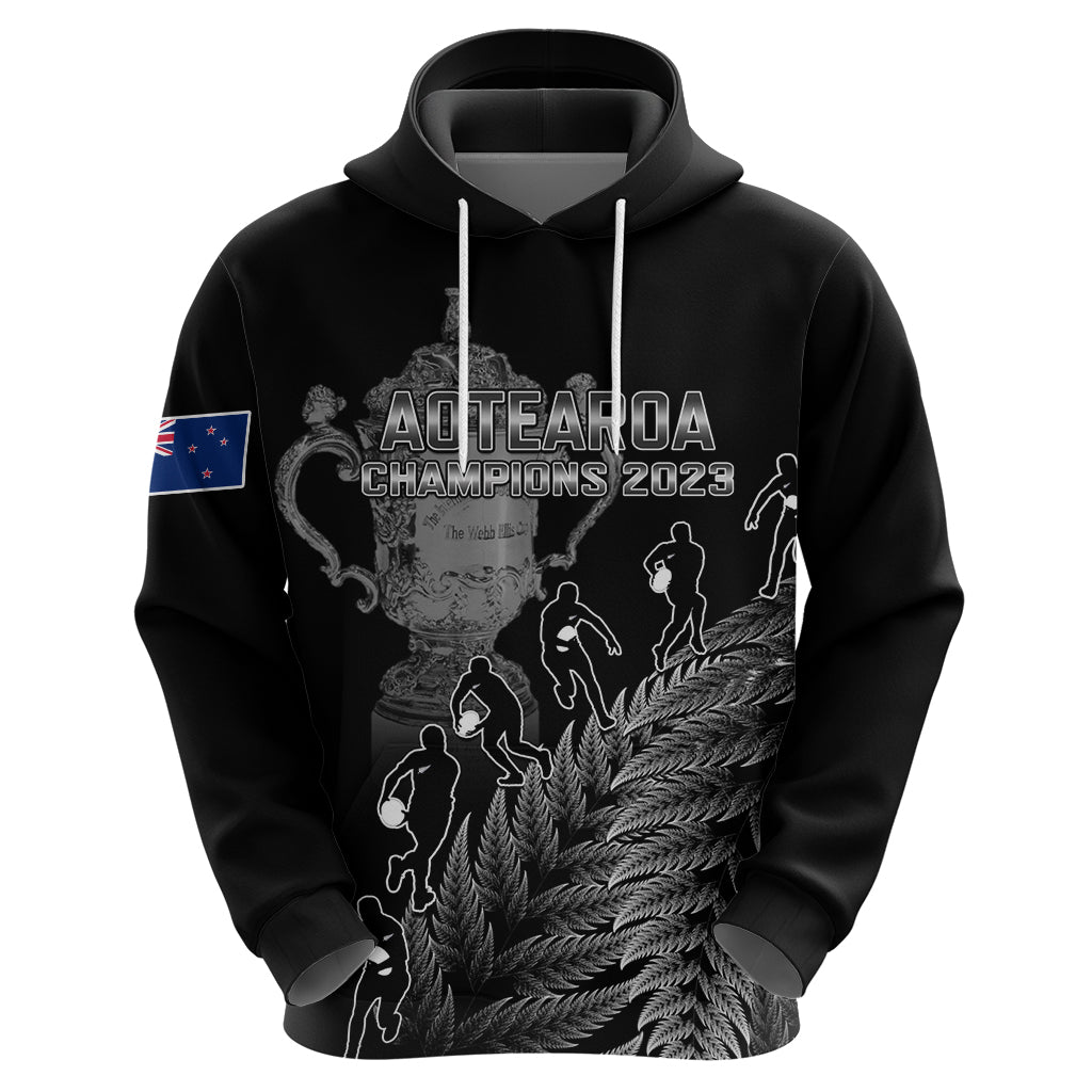 Custom New Zealand Silver Fern Rugby Hoodie All Black Go Champions 2023 With Trophy Proud - Wonder Print Shop