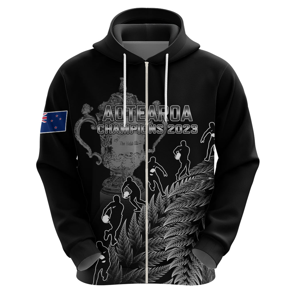 Custom New Zealand Silver Fern Rugby Hoodie All Black Go Champions 2023 With Trophy Proud - Wonder Print Shop