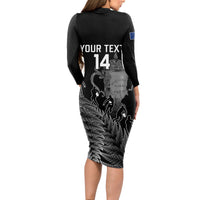 Custom New Zealand Silver Fern Rugby Long Sleeve Bodycon Dress All Black Go Champions 2023 With Trophy Proud - Wonder Print Shop