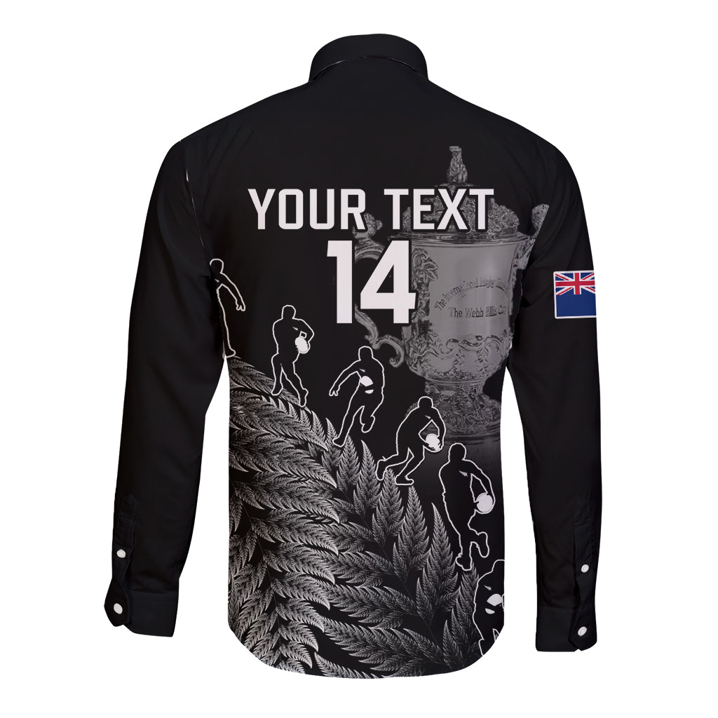 Custom New Zealand Silver Fern Rugby Long Sleeve Button Shirt All Black Go Champions 2023 With Trophy Proud - Wonder Print Shop