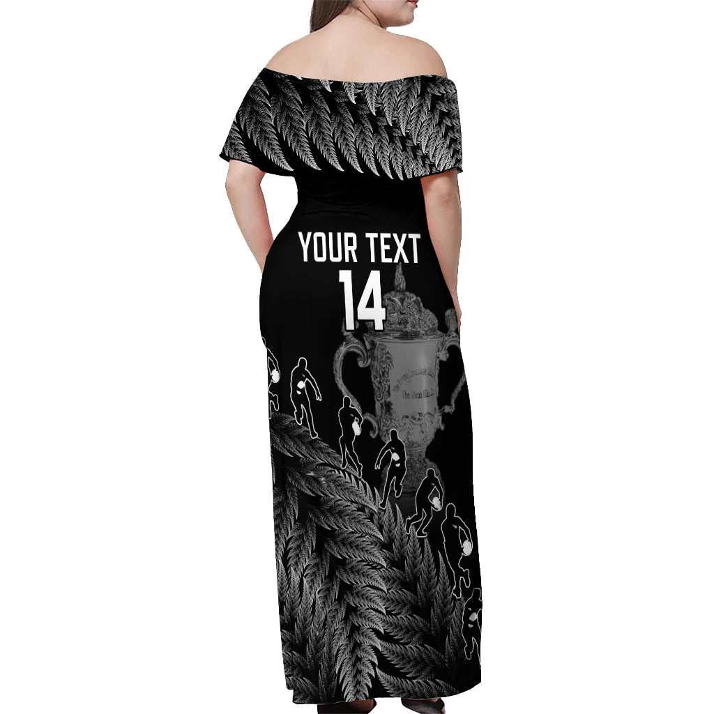 Custom New Zealand Silver Fern Rugby Off Shoulder Maxi Dress All Black Go Champions 2023 With Trophy Proud - Wonder Print Shop