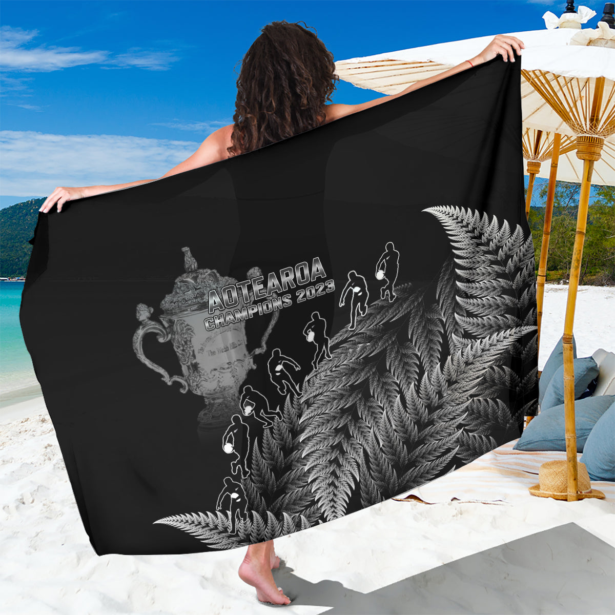 Custom New Zealand Silver Fern Rugby Sarong All Black Go Champions 2023 With Trophy Proud - Wonder Print Shop