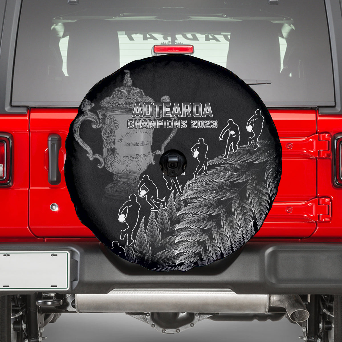 Custom New Zealand Silver Fern Rugby Spare Tire Cover All Black Go Champions 2023 With Trophy Proud - Wonder Print Shop