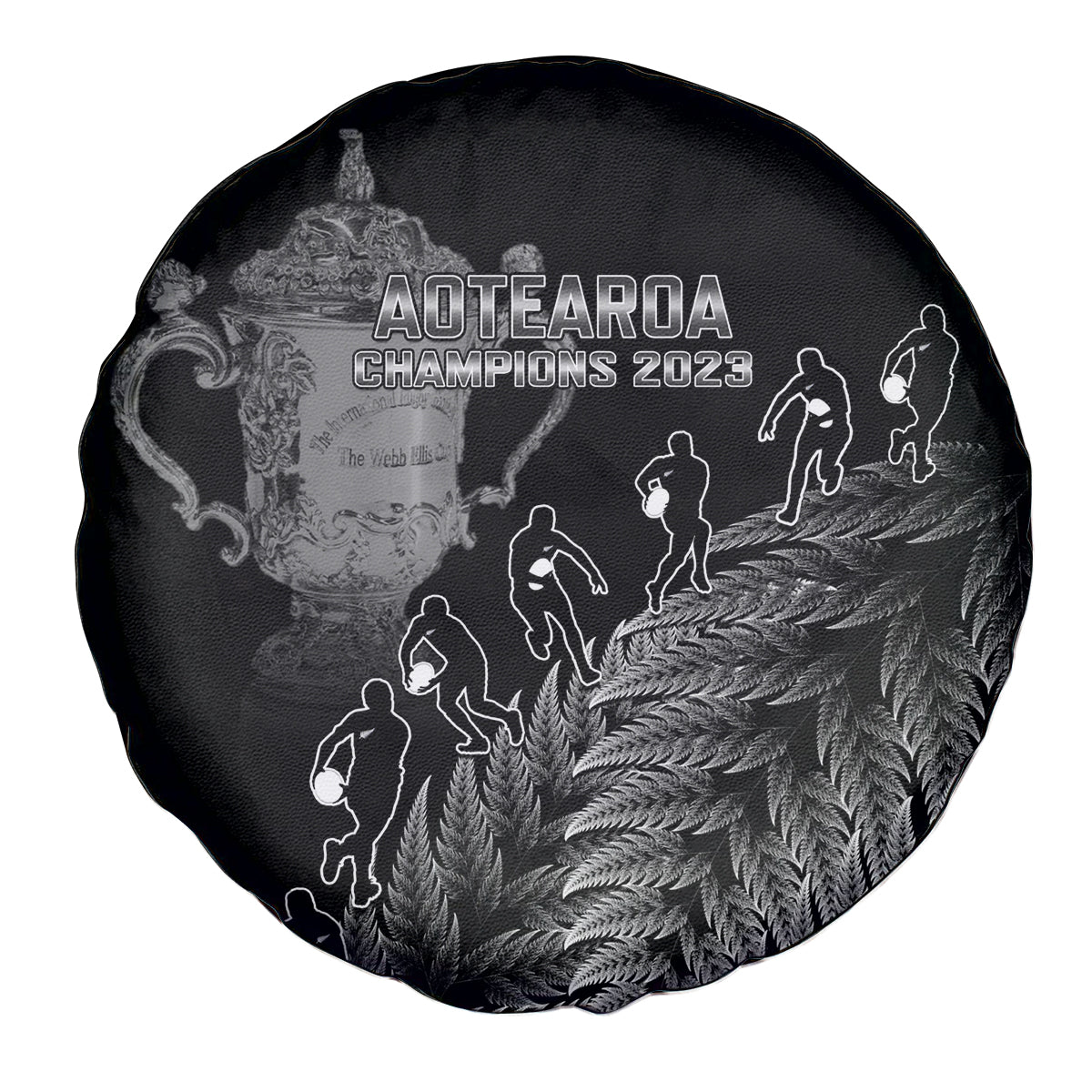 Custom New Zealand Silver Fern Rugby Spare Tire Cover All Black Go Champions 2023 With Trophy Proud - Wonder Print Shop