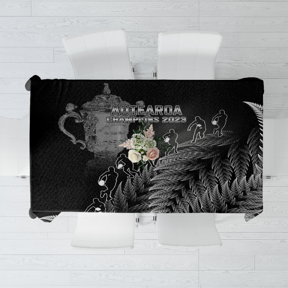 Custom New Zealand Silver Fern Rugby Tablecloth All Black Go Champions 2023 With Trophy Proud - Wonder Print Shop