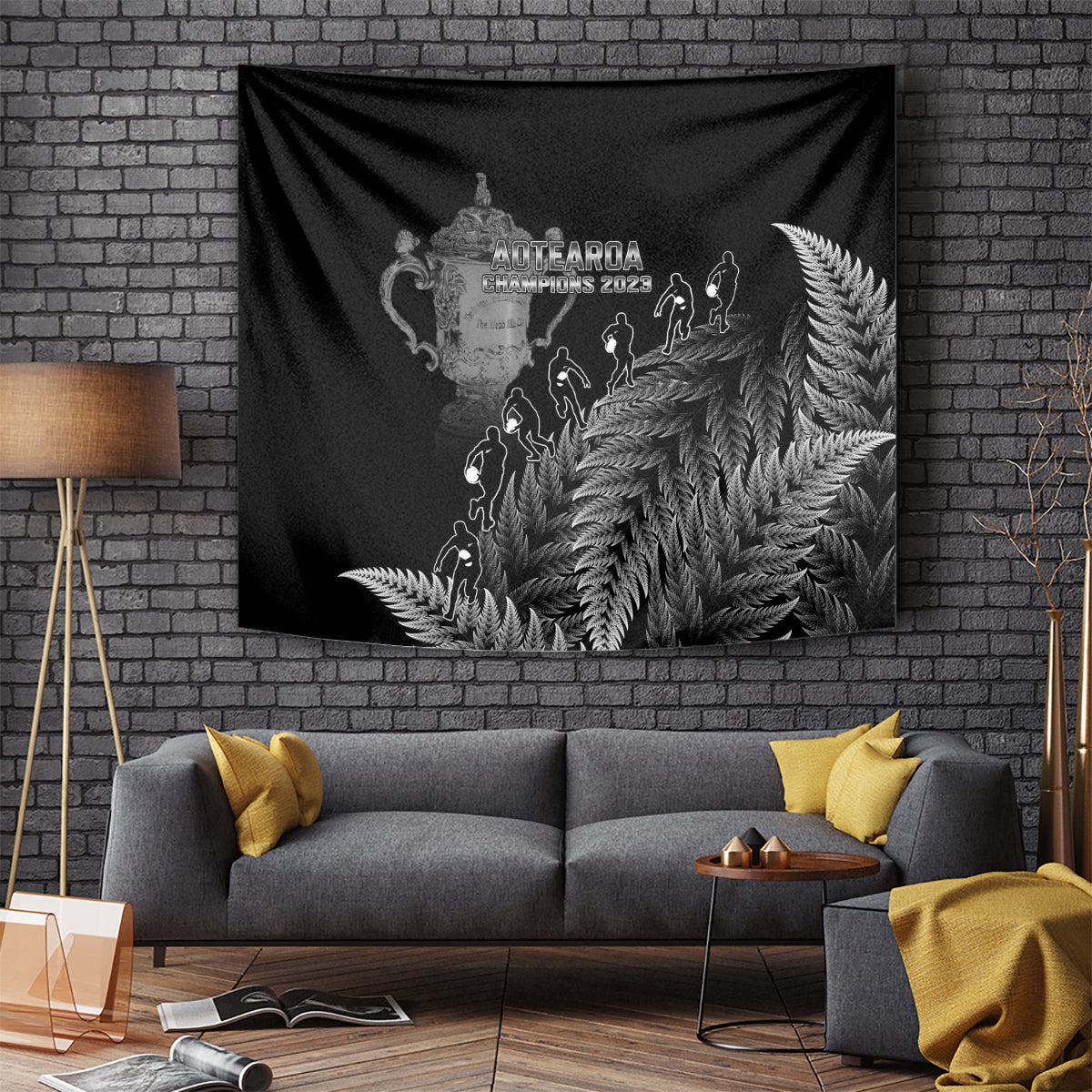 Custom New Zealand Silver Fern Rugby Tapestry All Black Go Champions 2023 With Trophy Proud - Wonder Print Shop