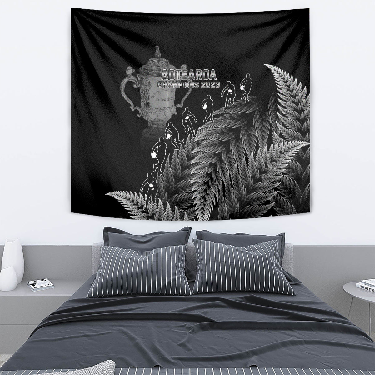 Custom New Zealand Silver Fern Rugby Tapestry All Black Go Champions 2023 With Trophy Proud - Wonder Print Shop
