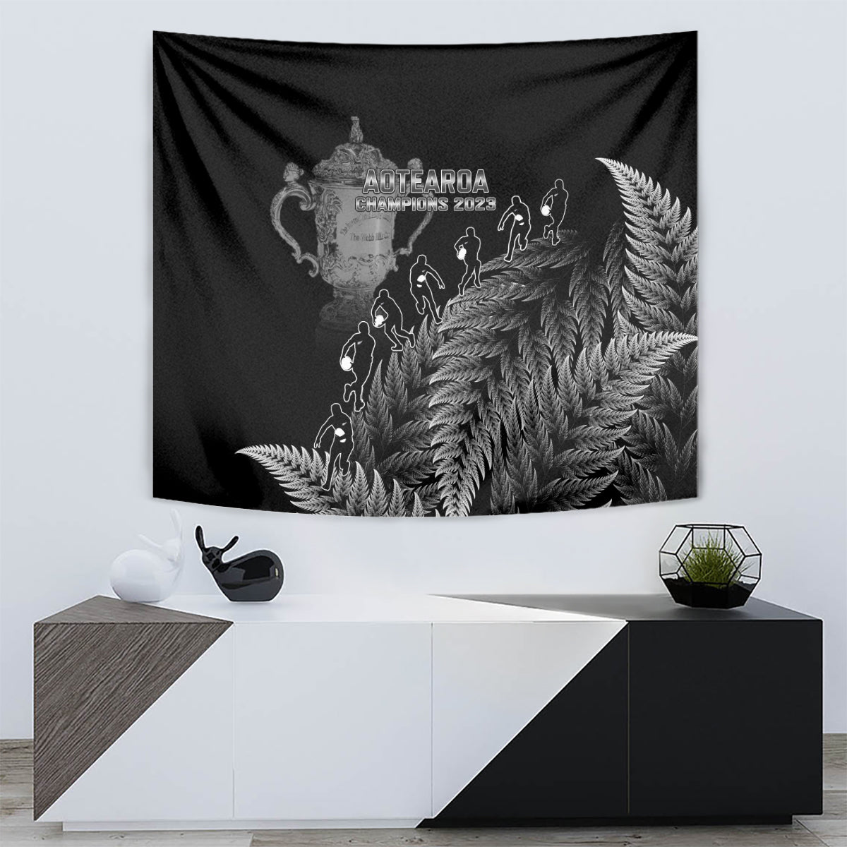 Custom New Zealand Silver Fern Rugby Tapestry All Black Go Champions 2023 With Trophy Proud - Wonder Print Shop