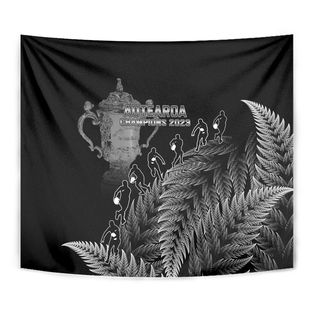 Custom New Zealand Silver Fern Rugby Tapestry All Black Go Champions 2023 With Trophy Proud - Wonder Print Shop