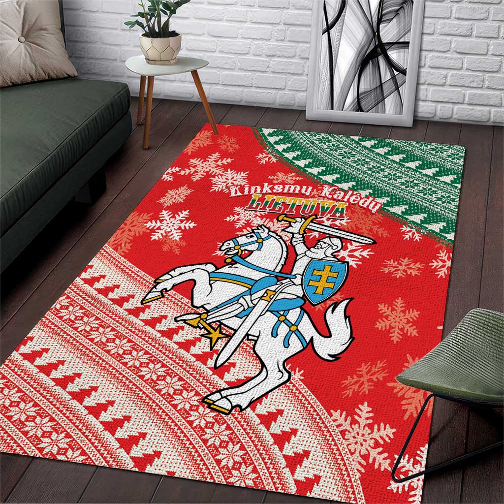 Lietuva Christmas Area Rug Linksmu Kaledu - Lithuania Coat Of Arms - Wonder Print Shop