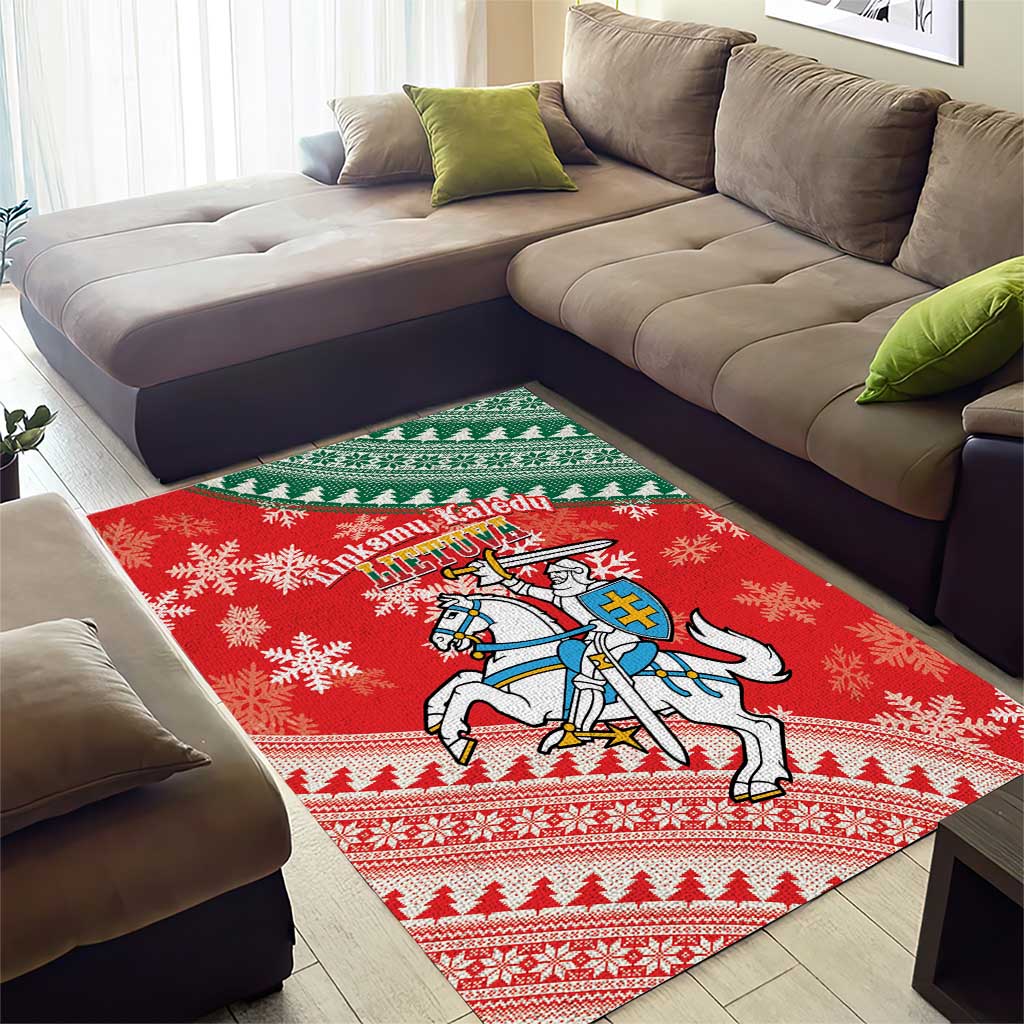 Lietuva Christmas Area Rug Linksmu Kaledu - Lithuania Coat Of Arms - Wonder Print Shop